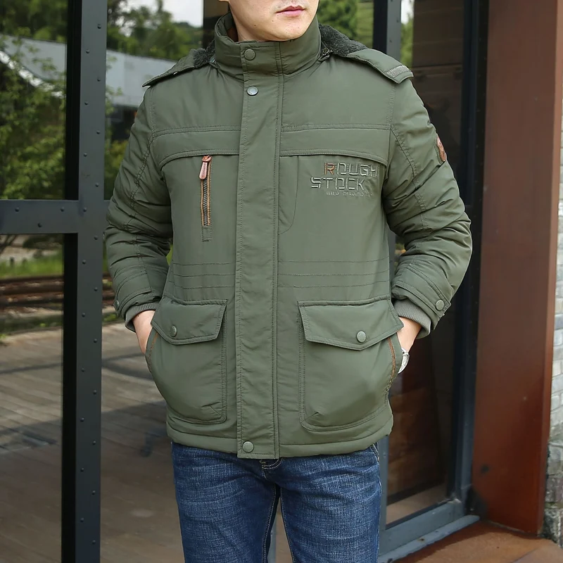 Herren isolierte Fieldparka mit Sherpa‑Kragen und Multifunktionstaschen Nord Taschen