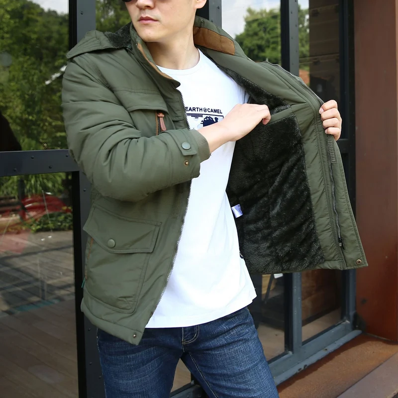 Herren isolierte Fieldparka mit Sherpa‑Kragen und Multifunktionstaschen Nord Taschen