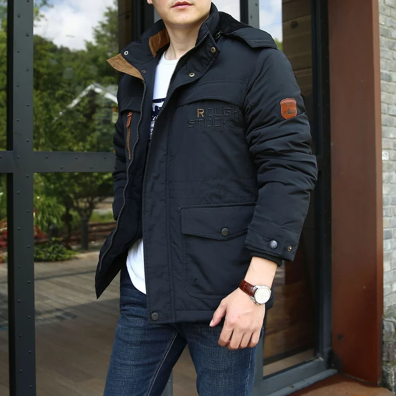Herren isolierte Fieldparka mit Sherpa‑Kragen und Multifunktionstaschen Nord Taschen