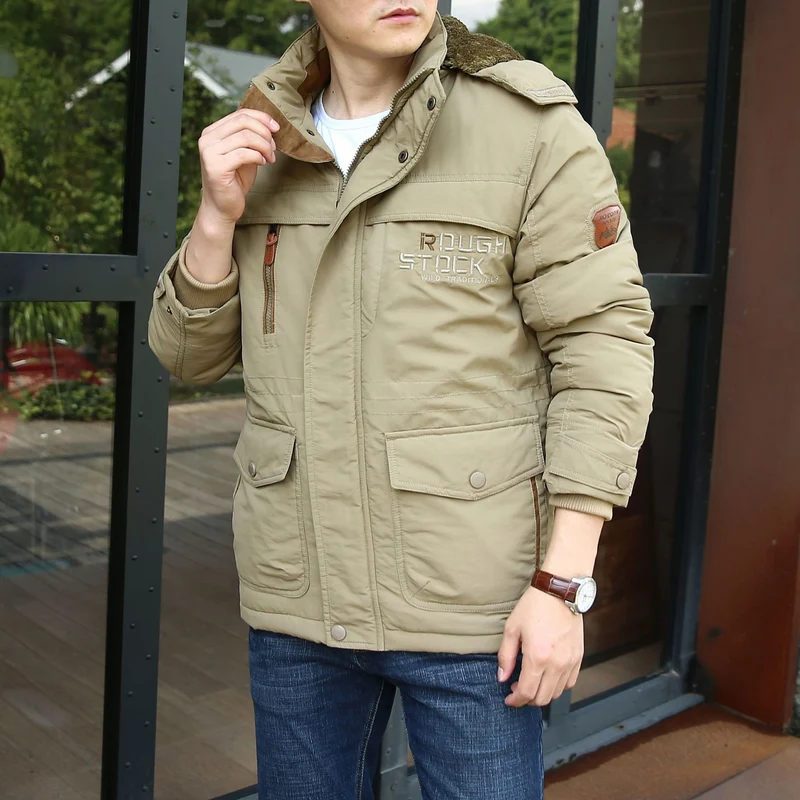 Herren isolierte Fieldparka mit Sherpa‑Kragen und Multifunktionstaschen Nord Taschen