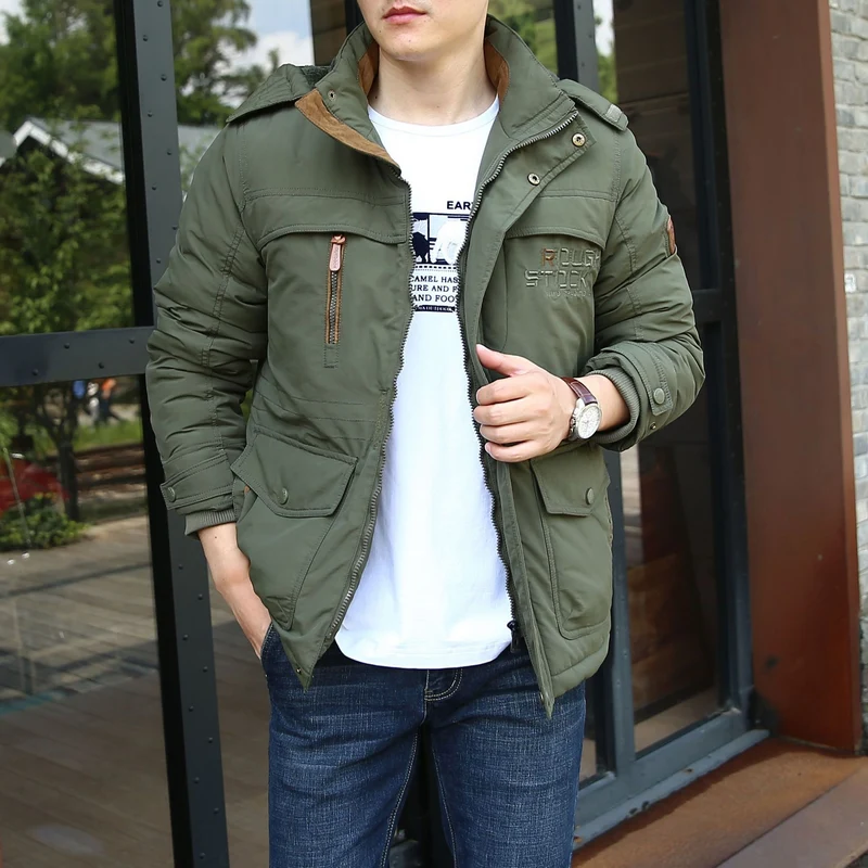 Herren isolierte Fieldparka mit Sherpa‑Kragen und Multifunktionstaschen Nord Taschen