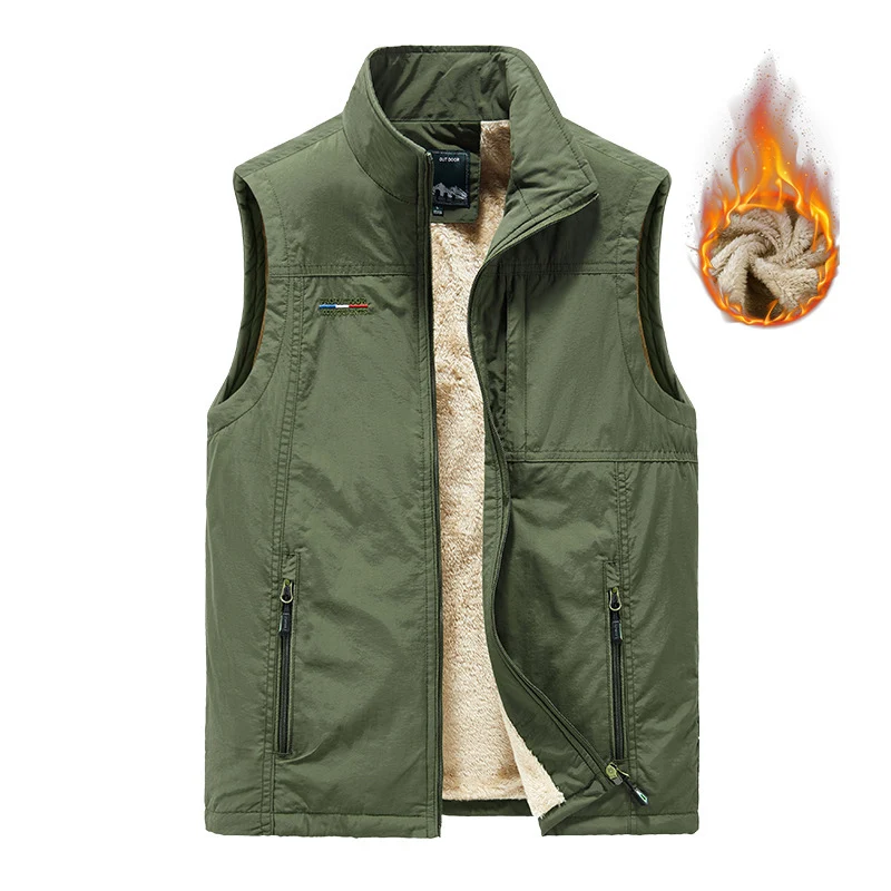 Herren isolierende Utility‑Weste mit Teddyfleece‑Innenfutter, Stehkragen und Reißverschlusstaschen Nord Taschen