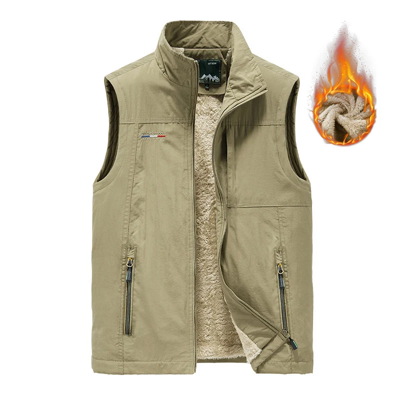 Herren isolierende Utility‑Weste mit Teddyfleece‑Innenfutter, Stehkragen und Reißverschlusstaschen Nord Taschen