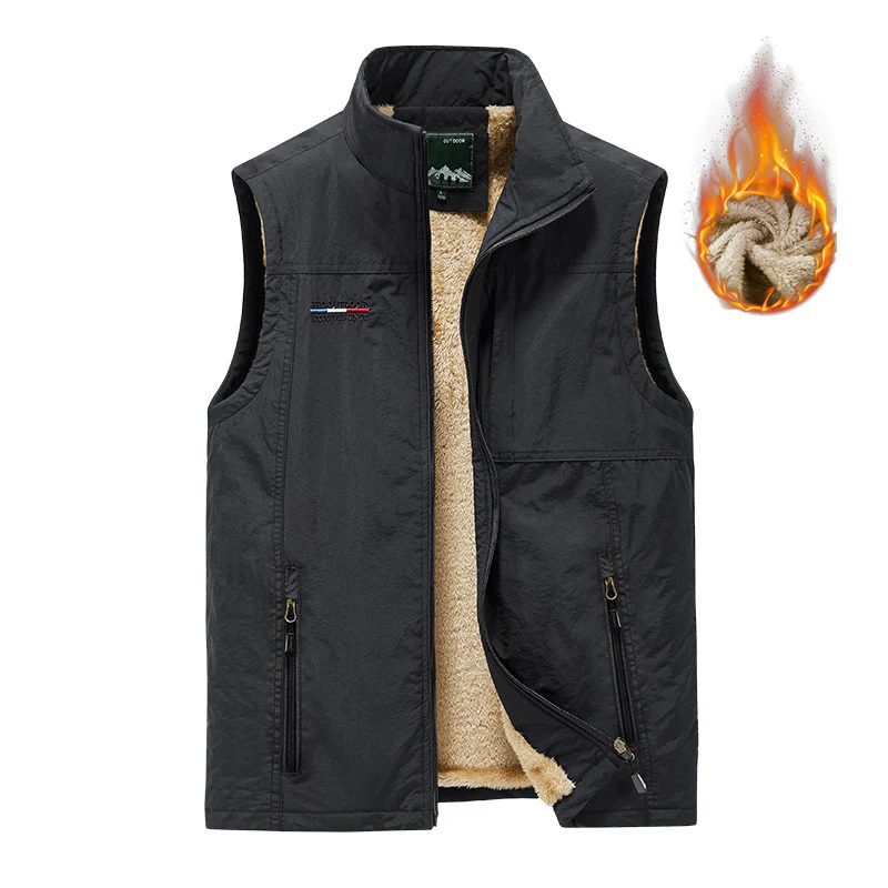 Herren isolierende Utility‑Weste mit Teddyfleece‑Innenfutter, Stehkragen und Reißverschlusstaschen Nord Taschen