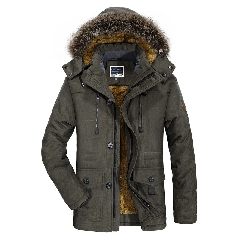 Herren hochwertiger Winterparka im Canvas‑Style mit abnehmbarem Kunstfellkragen und Thermofutter Nord Taschen