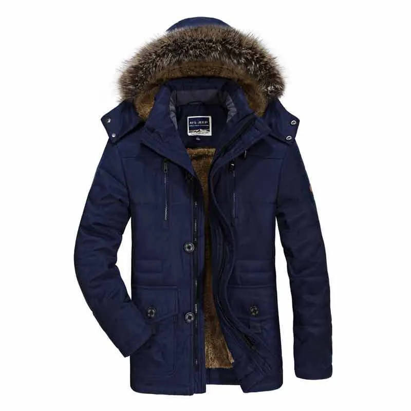 Herren hochwertiger Winterparka im Canvas‑Style mit abnehmbarem Kunstfellkragen und Thermofutter Nord Taschen