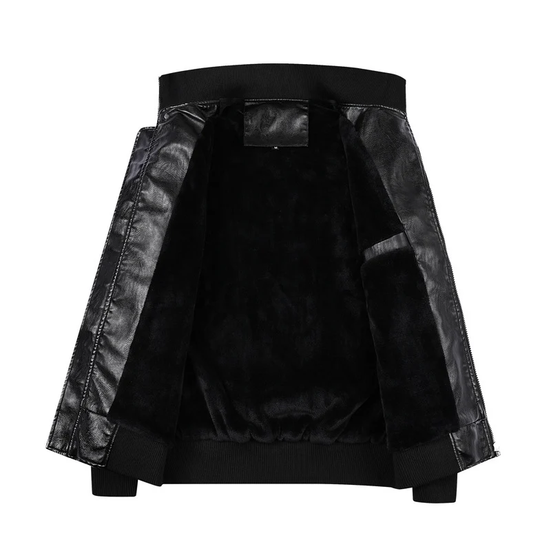 Herren Heritage-Lederblouson in Lederoptik mit Military-Patch‑Details und Rippkragen Nord Taschen