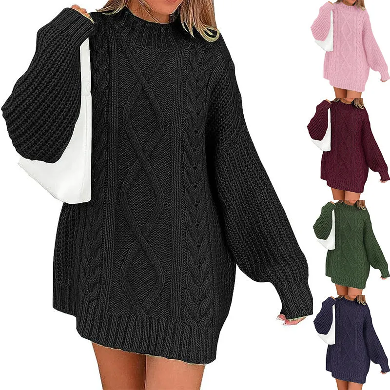 Damen Oversize Strickkleid mit Zopf- und Rippstruktur Nord Taschen