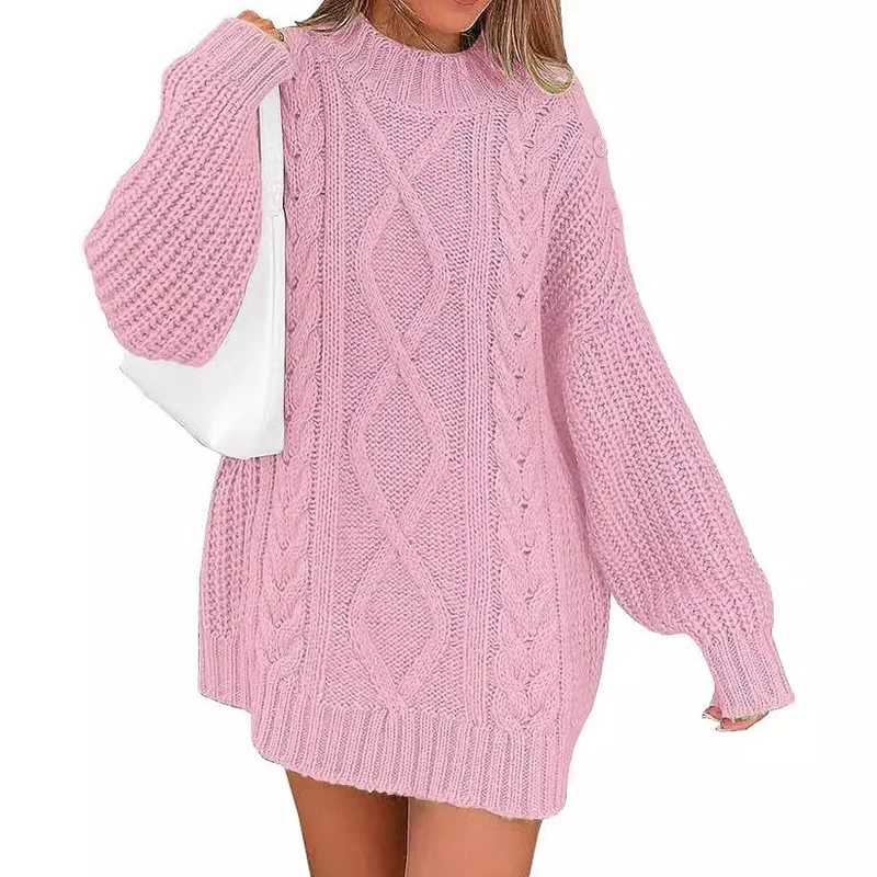 Damen Oversize Strickkleid mit Zopf- und Rippstruktur Nord Taschen