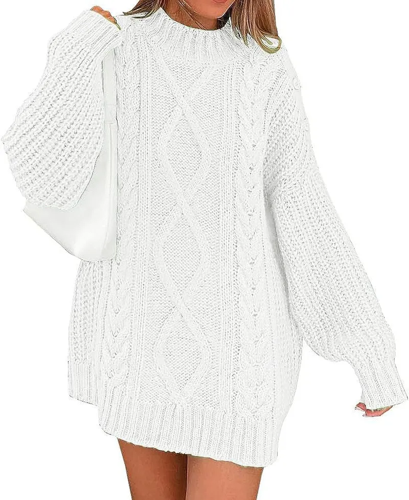 Damen Oversize Strickkleid mit Zopf- und Rippstruktur Nord Taschen