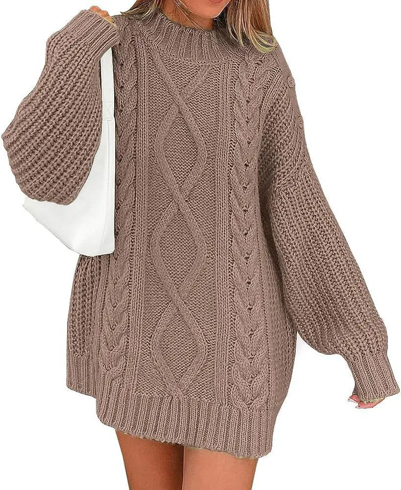 Damen Oversize Strickkleid mit Zopf- und Rippstruktur Nord Taschen