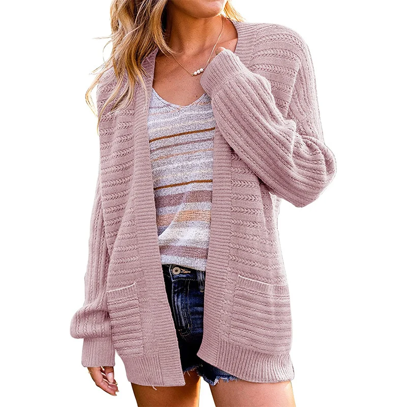Damen Oversize Strickcardigan mit aufgesetzten Taschen und Rippstruktur Nord Taschen