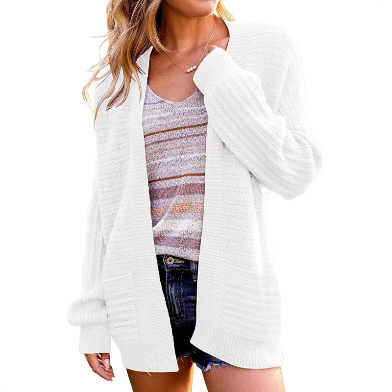 Damen Oversize Strickcardigan mit aufgesetzten Taschen und Rippstruktur Nord Taschen