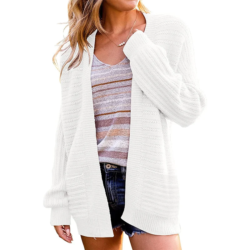 Damen Oversize Strickcardigan mit aufgesetzten Taschen und Rippstruktur Nord Taschen
