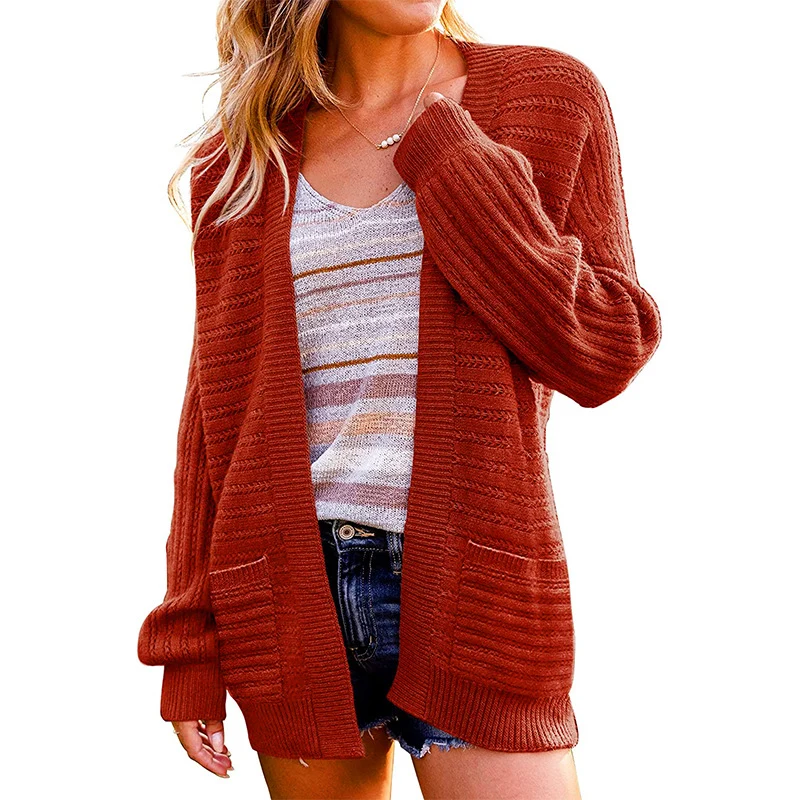 Damen Oversize Strickcardigan mit aufgesetzten Taschen und Rippstruktur Nord Taschen
