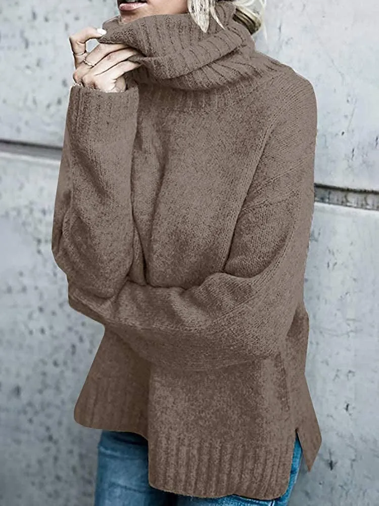 Damen Oversize-Kuschel-Rollkragenpullover aus Feinstrick Nord Taschen