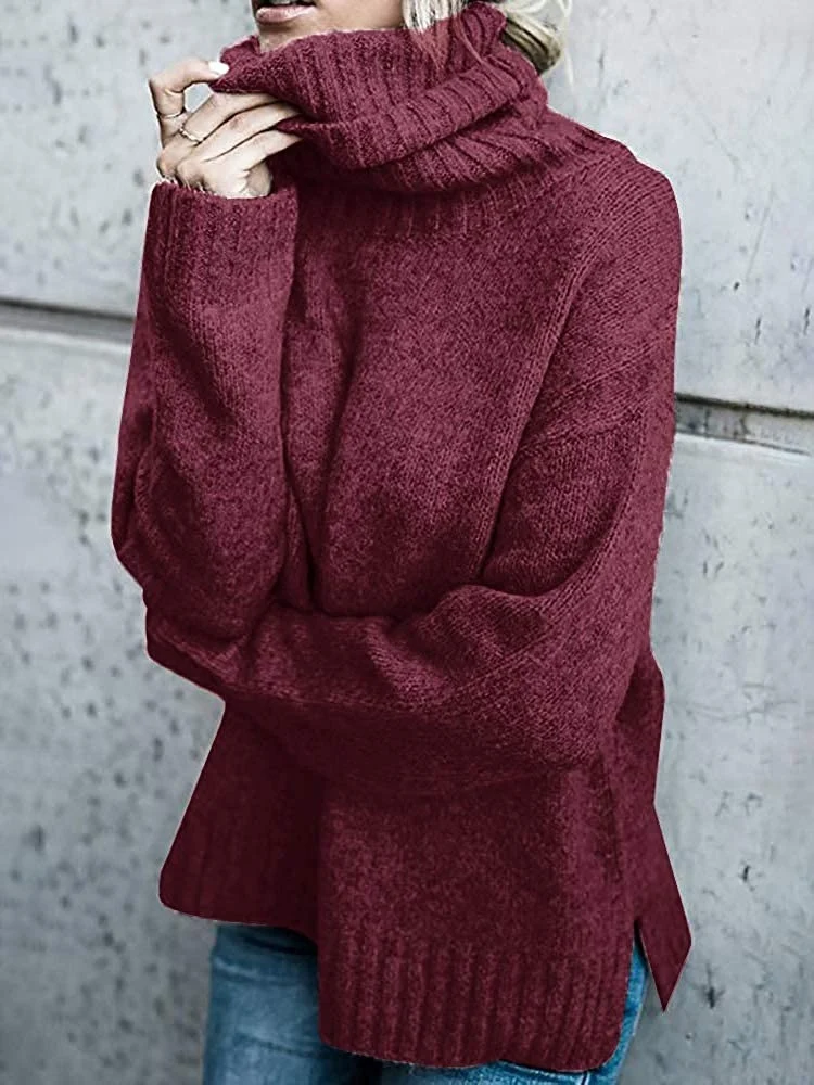 Damen Oversize-Kuschel-Rollkragenpullover aus Feinstrick Nord Taschen