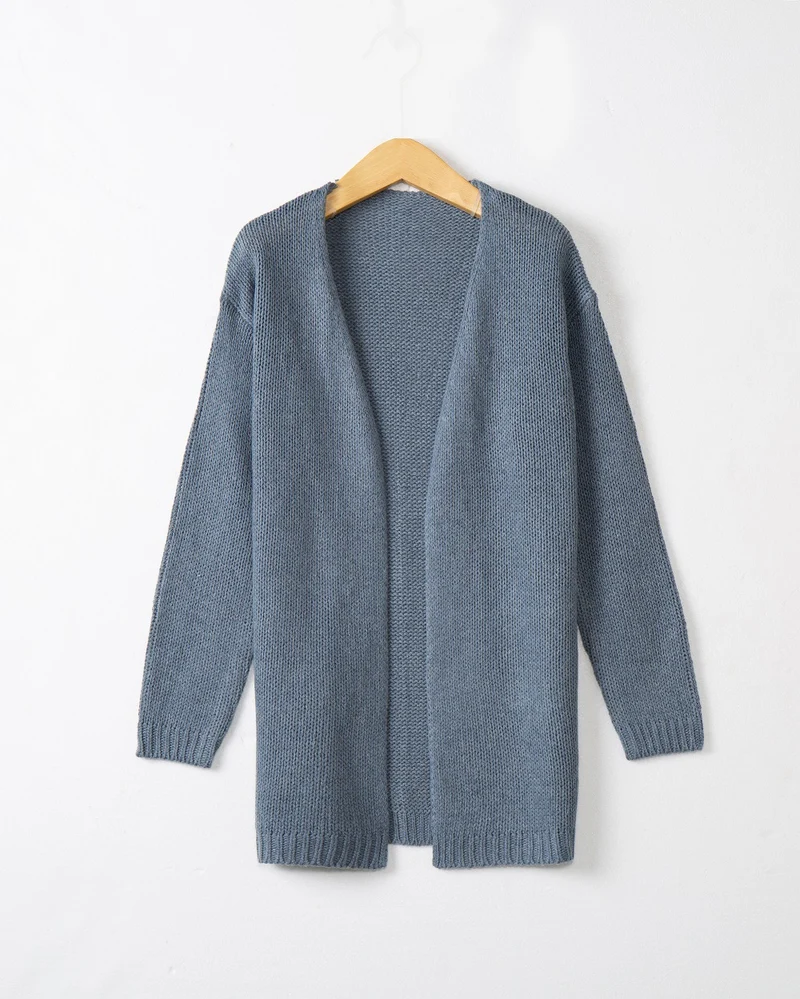 Damen Longline Strickcardigan ohne Verschluss mit offener Front und feiner Rippkante Nord Taschen