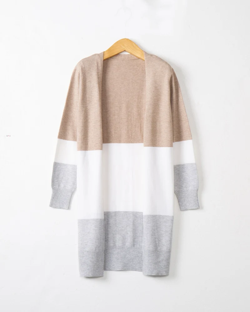 Damen Longcardigan mit Colorblock-Design, offener Front und gerippten Bündchen Nord Taschen