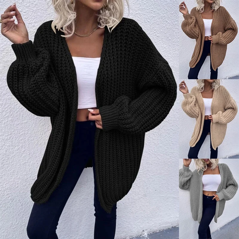 Damen Kuschel-Cardigan im Cocoon-Schnitt mit überlangen Ärmelbündchen und offener Front Nord Taschen