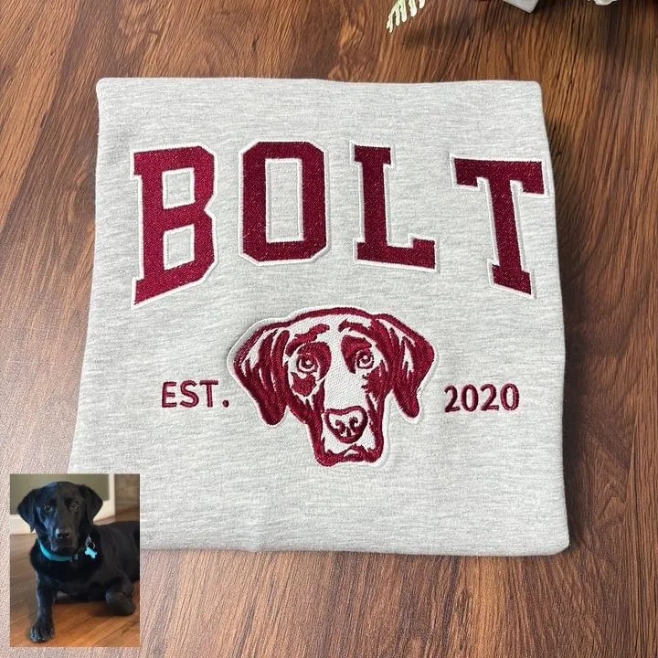 Unisex Besticktes College-Sweatshirt mit Hundeporträt und Vintage-Logo Nord Taschen