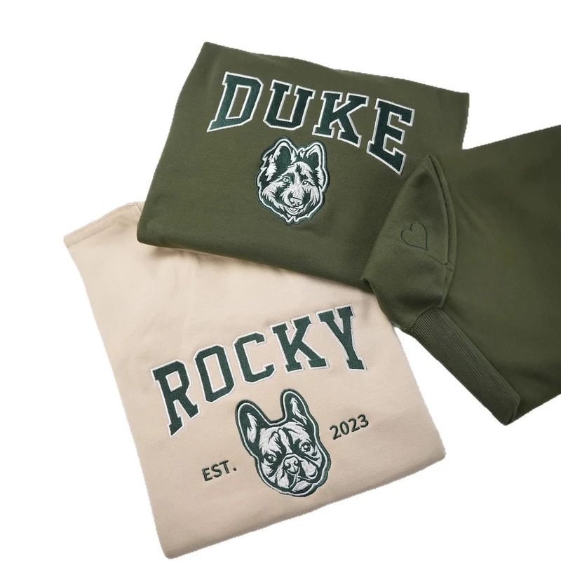 Unisex Besticktes College-Sweatshirt mit Hundeporträt und Vintage-Logo Nord Taschen