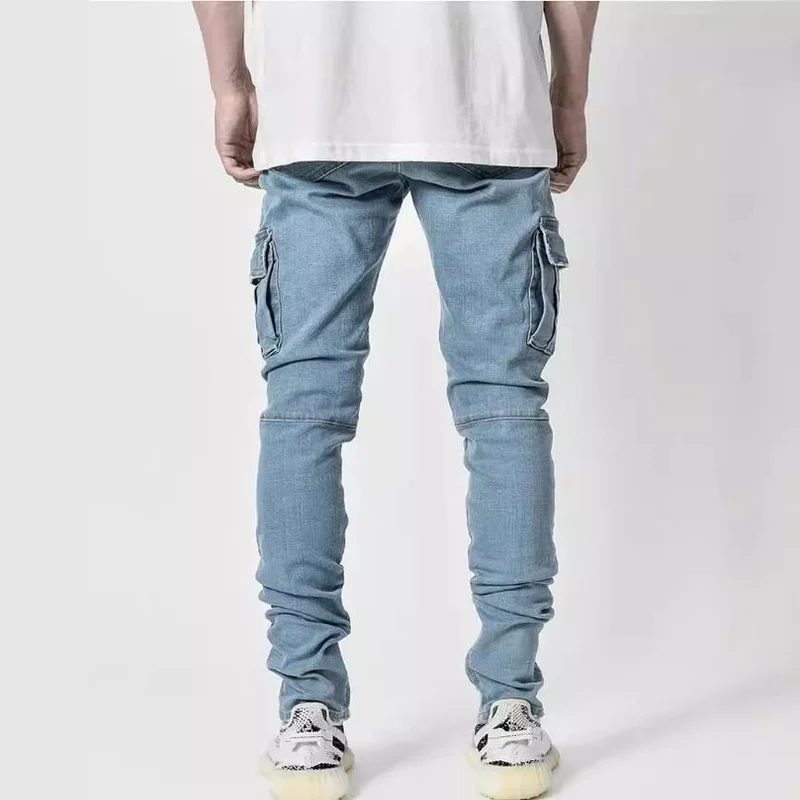 Herren Eng geschnittene Cargo-Jeans mit Stretch und Mehrfach-Taschen Nord Taschen