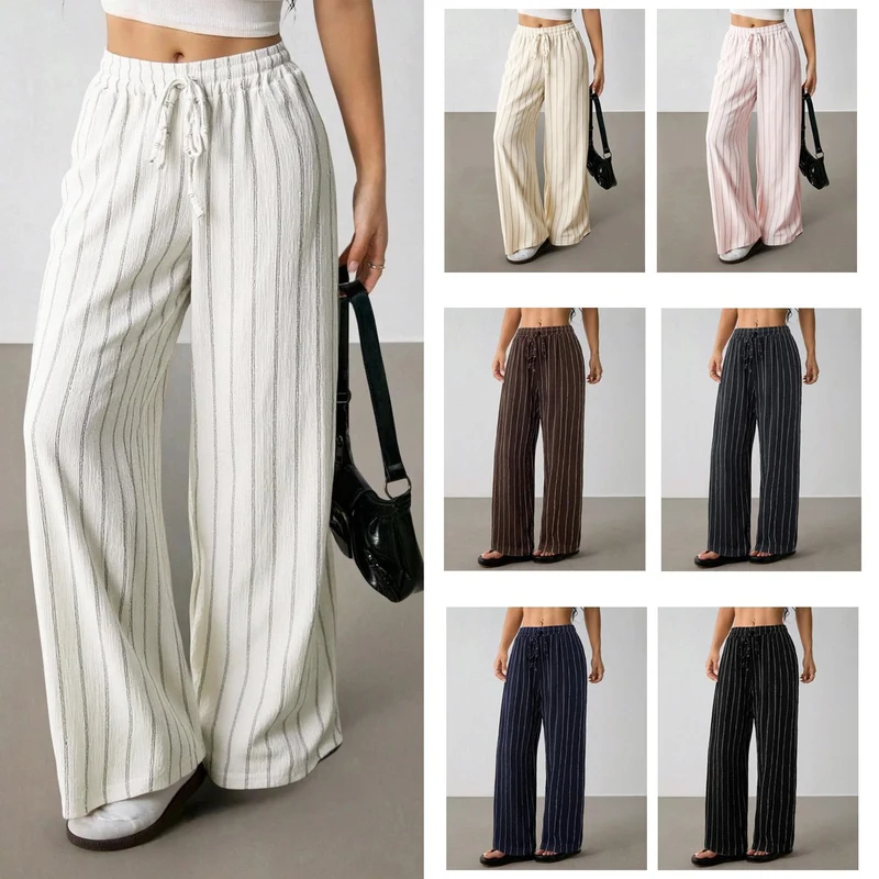 Damen Weite Strickhose mit hohem Bund und Kordelzug Nord Taschen
