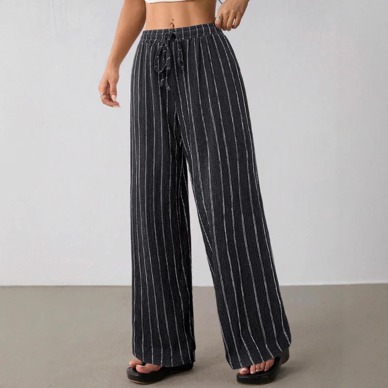 Damen Weite Strickhose mit hohem Bund und Kordelzug Nord Taschen