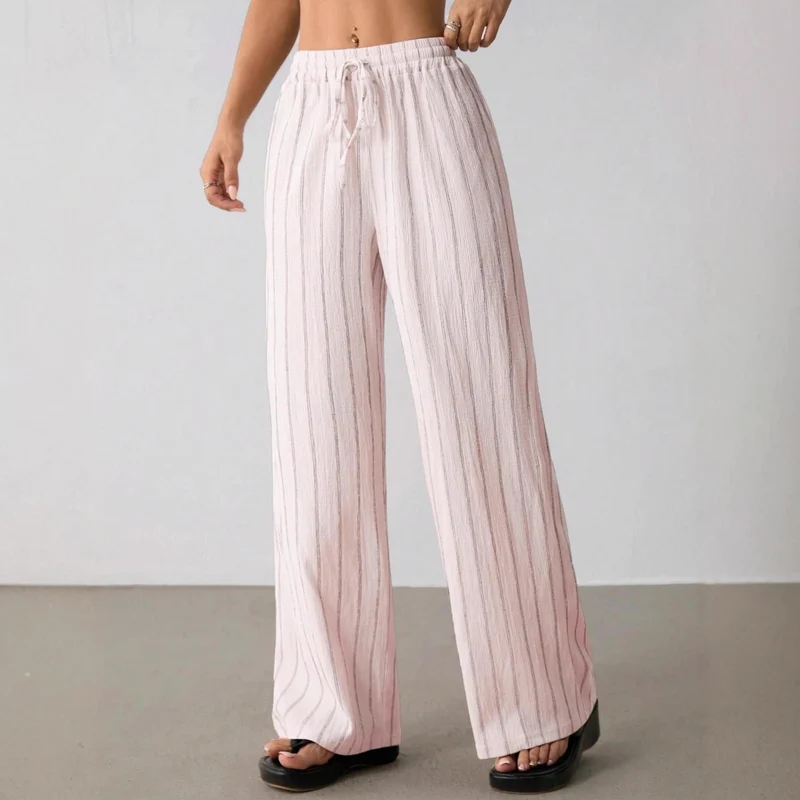 Damen Weite Strickhose mit hohem Bund und Kordelzug Nord Taschen
