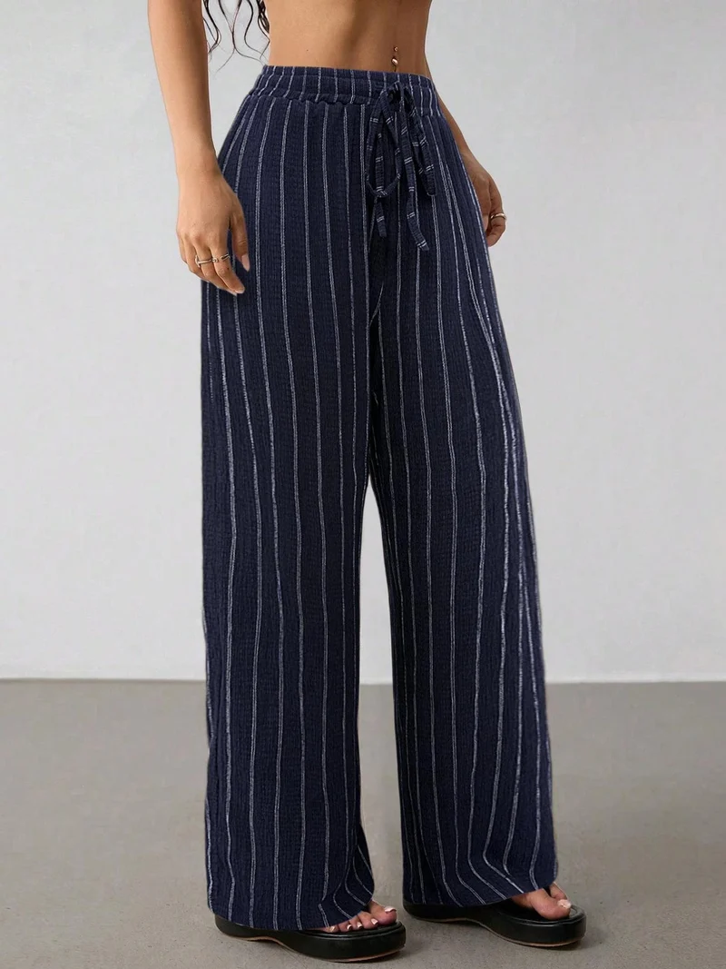 Damen Weite Strickhose mit hohem Bund und Kordelzug Nord Taschen