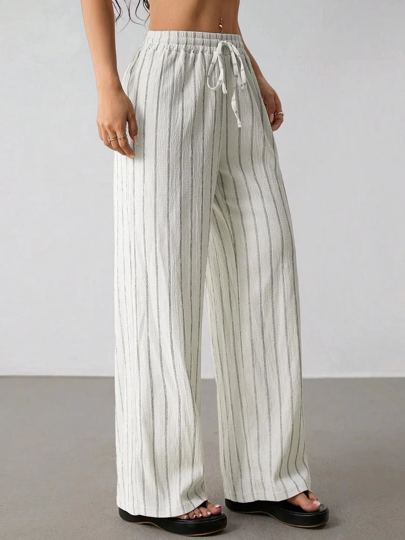 Damen Weite Strickhose mit hohem Bund und Kordelzug Nord Taschen