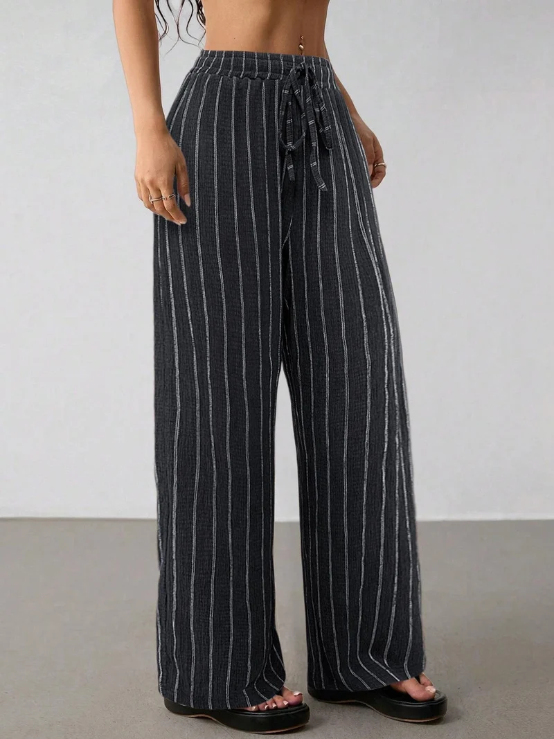Damen Weite Strickhose mit hohem Bund und Kordelzug Nord Taschen