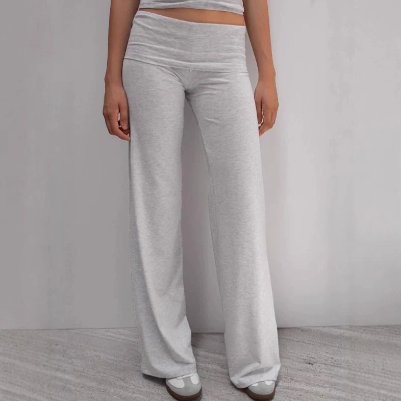 Damen Weite Palazzo-Yoga-Hose mit hohem Umschlagbund Nord Taschen