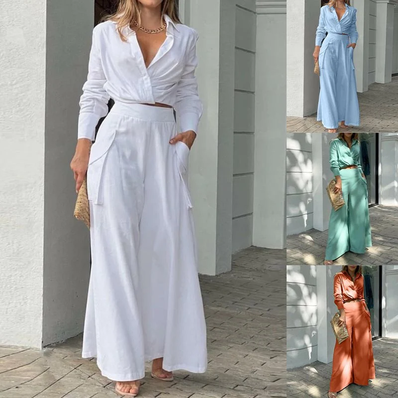 Damen Weite Palazzo-Hose mit extra weitem Bein, hoher Taille und Eingrifftaschen Nord Taschen
