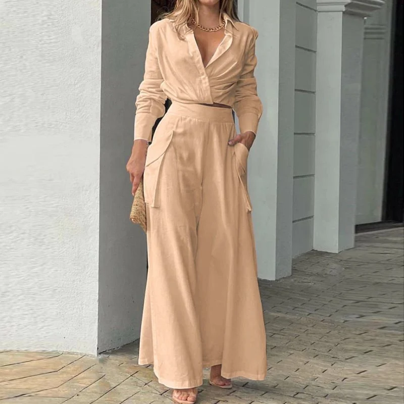 Damen Weite Palazzo-Hose mit extra weitem Bein, hoher Taille und Eingrifftaschen Nord Taschen