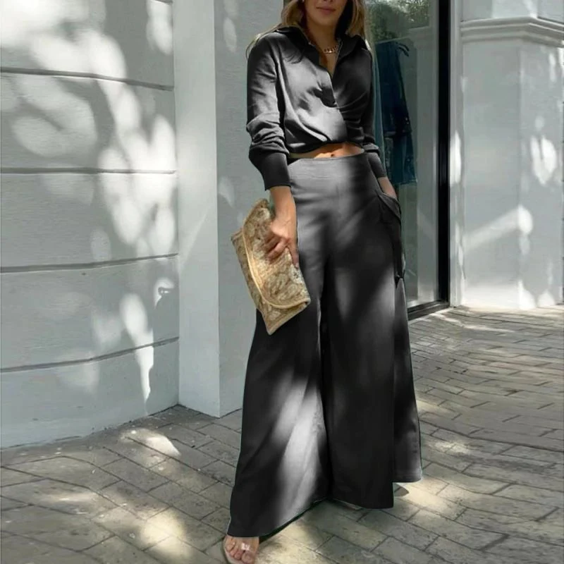 Damen Weite Palazzo-Hose mit extra weitem Bein, hoher Taille und Eingrifftaschen Nord Taschen