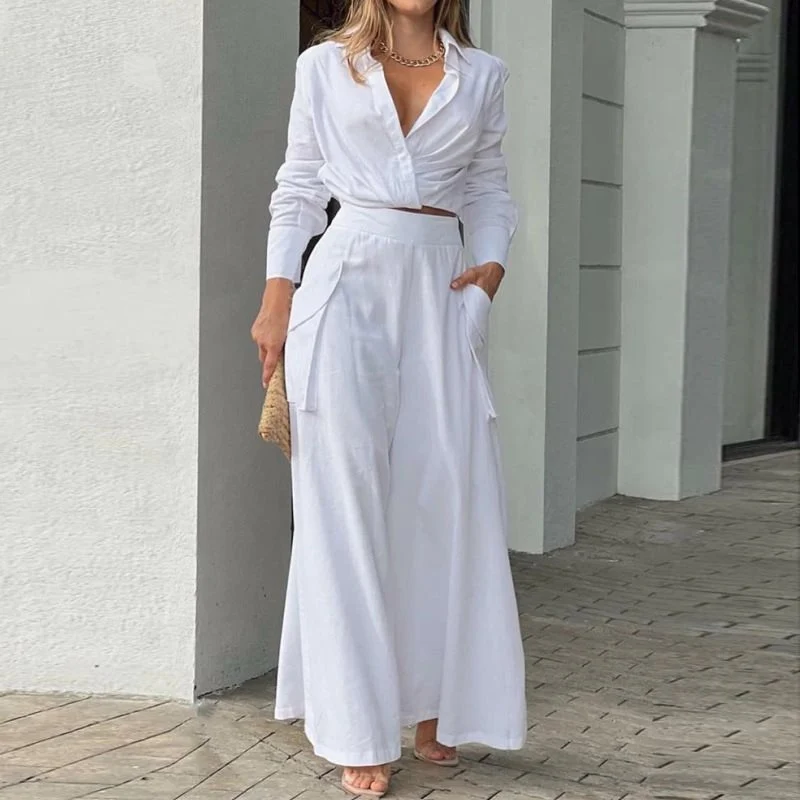 Damen Weite Palazzo-Hose mit extra weitem Bein, hoher Taille und Eingrifftaschen Nord Taschen