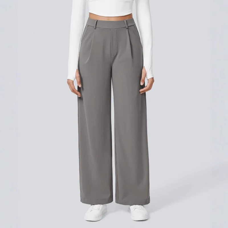 Damen Weite High‑Waist Palazzo‑Hose mit Bundfalten und Eingrifftaschen Nord Taschen