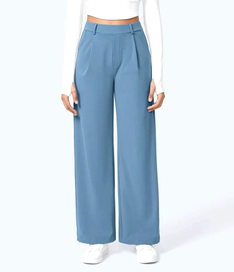 Damen Weite High‑Waist Palazzo‑Hose mit Bundfalten und Eingrifftaschen Nord Taschen