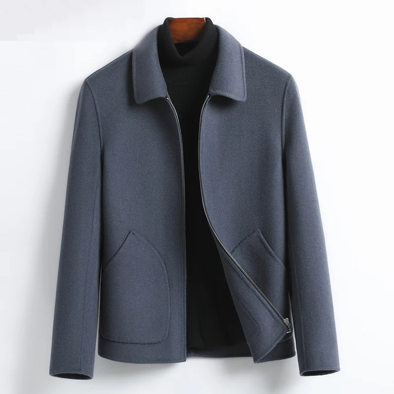 Herren Elegante Kurzjacke aus Wollmix mit Stehkragen, verdecktem Reißverschluss und konturierten Eingrifftaschen Nord Taschen
