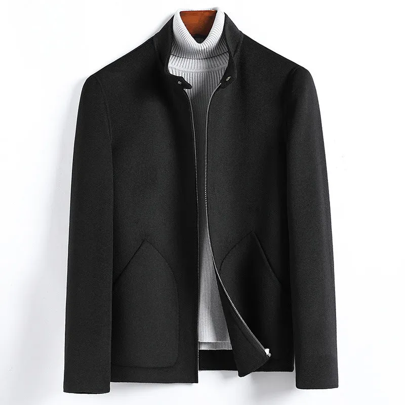 Herren Elegante Kurzjacke aus Wollmix mit Stehkragen, verdecktem Reißverschluss und konturierten Eingrifftaschen Nord Taschen