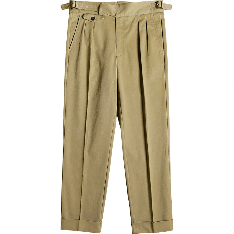 Herren Bundfaltenhose mit verstellbaren Seitenschnallen und Umschlag Nord Taschen