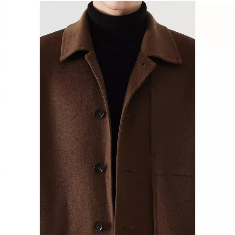 Herren Boxy Wollmix-Hemdjacke mit durchgehender Knopfleiste und überschnittener Schulter Nord Taschen