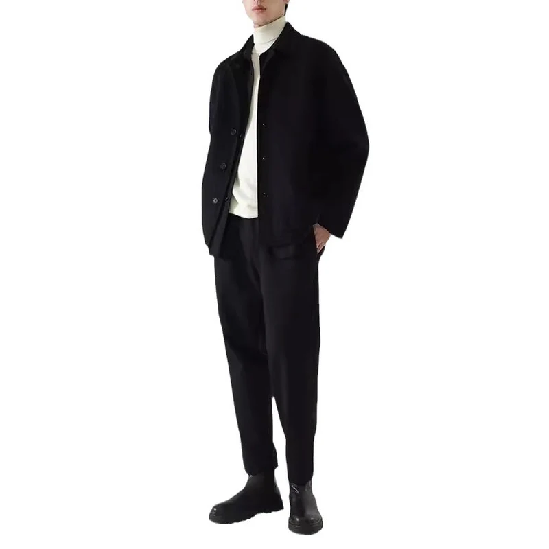 Herren Boxy Wollmix-Hemdjacke mit durchgehender Knopfleiste und überschnittener Schulter Nord Taschen