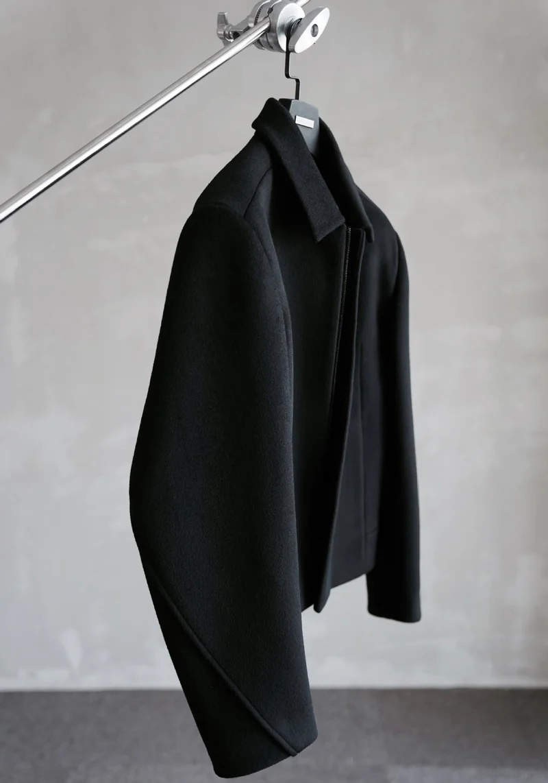 Damen Schlichter Wollmix-Kurzmantel mit verdecktem Reißverschluss und modernem Kragen Nord Taschen