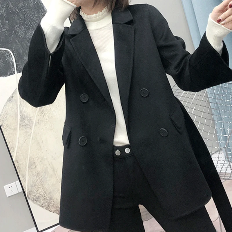 Damen zeitloser, doppelter Blazer mit Gürtel Nord Taschen