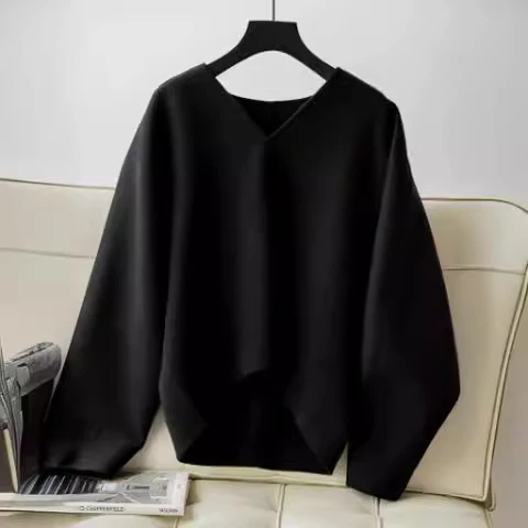 Damen Wolle Pullover mit V-Ausschnitt Nord Taschen