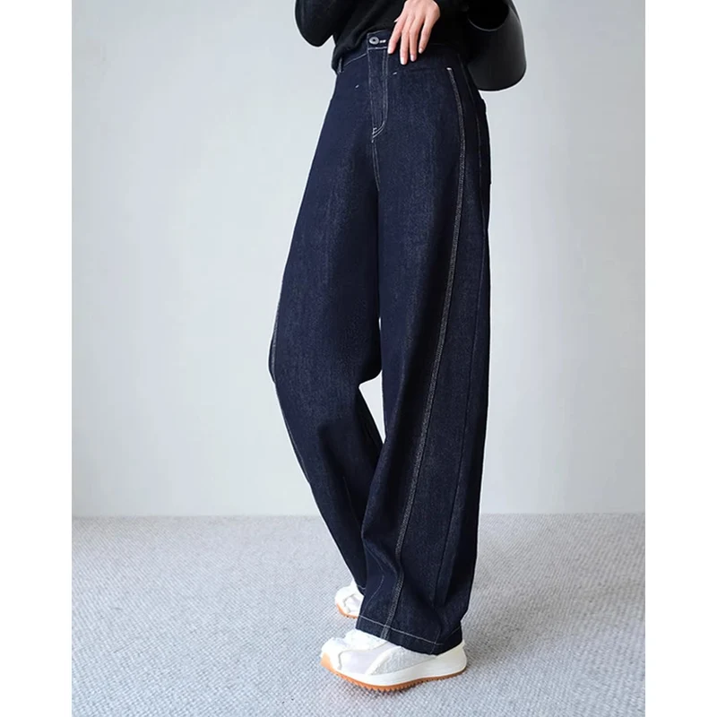 Damen Weite Jeans mit hohem Bund Nord Taschen