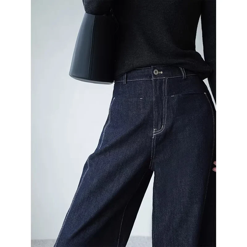Damen Weite Jeans mit hohem Bund Nord Taschen